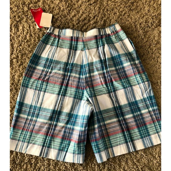 Vintage 80's NANCY HALEY size 6 GOLF SHORTS Plaid Pleated Sun daze USA *NEW* Z21 - Picture 2 of 8